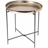 WellHome - Table d’appoint ronde coloris doré Ø35x36 cm - multi-matériau WH15368