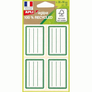 Apli Lot de 5 Pochette de 32 étiquettes scolaires lignées/cadrées vert, format 36 x 56 mm - 3270241013436