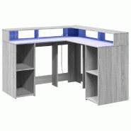 Bureau et lumières LED sonoma gris 130x130x91cm bois ingénierie Modèle Atlas Master Urban - 8721158402875 Bureau et lumières LED sonoma gris 130x130x91cm bois ingénierie Modèle Atlas Master Urban - 8721158402875