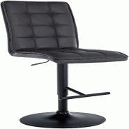 CLP Tabouret de bar Peking en Similicuir réglable et pivotant Noir /Noir - noir polyester 321595