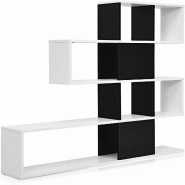 COSTWAY étagère à livres de 4 niveaux, étagère diviseur de chambre, étagère à escaliers en bois - noir Bois manufacturé ON32415PI