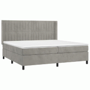 Décoshop26 - Cadre de lit LED avec sommier tête de lit matelas surmatelas 200x200 cm tissu velours gris clair TDL0207766 - gris 3001229888001