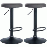 Décoshop26 - Lot de 2 tabourets de bar design simple avec assise en synthétique gris et cadre métal noir TDB10686 - gris 3002474832696