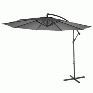 Décoshop26 - Parasol déporté protection solaire Ø 3m inclinable polyester/acier 11kg gris sans support 04_0000934 - gris acier 3000103132698
