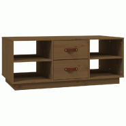 Décoshop26 - Table basse avec tiroirs et compartiments design moderne 100 x 50 x 41 cm bois massif de pin marron DEC039462 - marron Bois massif 30002