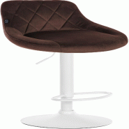 Décoshop26 - Tabouret de bar en velours marron coutures décoratives pivotant support métal blanc TDB10663 - marron métal 3002472432690