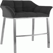 Décoshop26 - Tabouret de bar x1 assise enveloppante capitonnée en velours côtelé gris foncé avec structure à 4 pieds en acier 10_0006223 - gris
