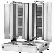Grill Döner kebab gaz 2x3 brûleurs max 80 kg avec tôle de protection - moteur en bas