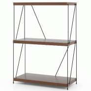 Helloshop26 - Étagère à 3 niveaux autoportante 61 x 29,5 x 85,5 cm rangement pratique style industriel finition grain de bois noyer 20_0019266 - 30