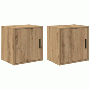 Helloshop26 - Lot de 2 armoires murales garage rangement pratique 40 x 30 x 41 cm en bois d'ingénierie chêne artisanal 02_0051434 - Bois massif 3000