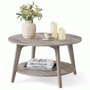 Helloshop26 - Table basse ronde table de salon à 2 niveaux pour salon 80 x 45 cm (ø x h) assemblage facile gris anthracite 12_0007462 - gris Bois ma_0