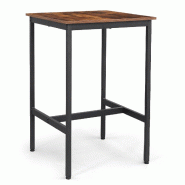 Helloshop26 - Table haute table de bar carrée cadre en acier robuste 60 x 60 x 90 cm montage facile pour cuisine salon style 12_0007677 - 30002242108