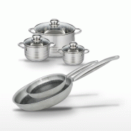 Lot 2 Poêles 24/28cm & 3 Faitouts 12/14/20cm Elo Relief Solution - gris 3176239942057