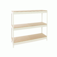 SimonRack Rayonnage industriel, 2000x1500x450 mm, 400 kg au point de flexion, 3 étagères bois, rayonnage garage, Blanc/Bois- Ecoforte - blanc métal
