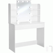 TecTake GmbH tectake Coiffeuse LUISE avec miroir et tiroir à 4 étagères blanc - 405392 - blanc Bois massif 405392 TecTake GmbH tectake Coiffeuse LUISE avec miroir et tiroir à 4 étagères blanc - 405392 - blanc Bois massif 405392