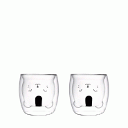 Aulica Tasses double paroi ourson 250ml - lot de 2 - transparent 312101