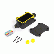Boîte Jonction Alcapower FAST IP68 2 Voies Tripolaire 450V 24A Bornes Insertion Joints Câbles 5-10mm² Dimensions 107,4x50x34mm Étanchéité Extér