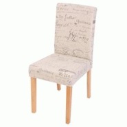 Décoshop26 - Chaise de salle à manger cuisine en tissu crème motif lettres pieds en bois marron design moderne 04_0002321 - marron 3000273232693 Décoshop26 - Chaise de salle à manger cuisine en tissu crème motif lettres pieds en bois marron design moderne 04_0002321 - marron 3000273232693