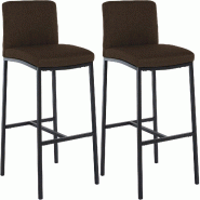 Décoshop26 - Lot de 2 tabourets de bar design épuré et contemporain en tissu marron cadre à quatre pieds en métal noir 10_0006629 - marron métal Décoshop26 - Lot de 2 tabourets de bar design épuré et contemporain en tissu marron cadre à quatre pieds en métal noir 10_0006629 - marron métal