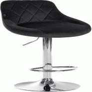 Décoshop26 - Tabouret de bar en velours noir coutures décoratives pivotant support métal chromé TDB10676 - noir 3002473832697