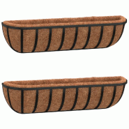 Helloshop26 - Lot de 2 jardinières murales en acier noir 76 x 21 x 16 cm finition robuste décoratif ambiance cosy 02_0046613 - noir acier 3000234335
