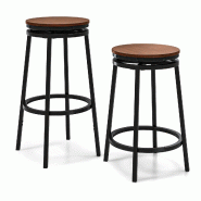 Helloshop26 - Lot de 2 tabourets de bar réglables pivotants à 360° 36 x 36 x 74/61 cm design moderne en métal marron rustique 20_0013584 - 3000228