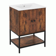 Helloshop26 - Meuble de salle de bain avec lavabo 61 x 46,5 x 87 cm rangement spacieux design élégant en métal marron rustique 20_0012748 - 3000227