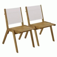 Oviala Business Lot de 2 chaises de jardin en eucalyptus et textilène écru - blanc Bois manufacturé 112582 Oviala Business Lot de 2 chaises de jardin en eucalyptus et textilène écru - blanc Bois manufacturé 112582