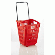 Panier à roulettes 52L rouge - anse télescopique - ergonomique, mobile et durable