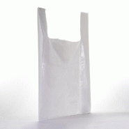 Sacs plastique blanc à bretelles 55x90+20cm - lot de 100 - résistant à la déchirure