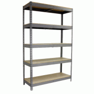 SimonRack Rayonnage industriel, 2000x1800x600 mm, 400 kg au point de flexion, 5 étagères bois, Gris/Bois- Ecoforte - gris métal 8435104977705