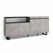 SKRAUT HOME Buffet salon et cuisine, 200x87x35cm, 4 Portes, Design industriel, Ciment - gris Bois manufacturé 61_2