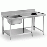 Table de prélavage avec plonge, étagère et orifice vide-déchets P 750 - 1100, à gauche_0
