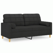 VidaXL Canapé 2 places avec oreillers décoratifs noir 140 cm tissu Modèle Yoren - 3200786