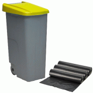 WellHome - Conteneur à Déchets 110L avec 30 Sacs Poubelle en Plastique de couleur Jaune Reciclo - jaune plastique PK4657