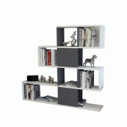 WellHome Loira - Bibliothèque 100 % en aggloméré, L : 120 cm, P : 19,5 cm, H : 109 cm - blanc WH1913