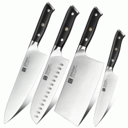 XinZuo - Set de couteaux en acier inoxydable 4 pièces - B13S série Yu - multicolore multi-matériau B13S-A4