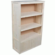 Armoire basse en bois clair - 3 étagères réglables - Pin naturel de France - 1430x370x900 mm