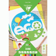 Clairefontaine Lot de 5 Bloc de 30 feuilles de papier recyclé couleur, 120 g/m², A3, coloris assortis - 3065500265028
