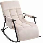 CLP Fauteuil a bascule Elara Velours HBT: 66x61x100 cm Crème Velours - beige textile 328553