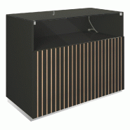 Comptoir vitrine côté bois Vertigo T03 MDF naturel et noir 120x60x93cm