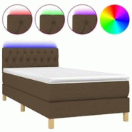 Décoshop26 - Lit LED avec sommier, tête de lit réglable et matelas 90x200 cm en tissu marron foncé - TDL0208141 Décoshop26 - Lit LED avec sommier, tête de lit réglable et matelas 90x200 cm en tissu marron foncé - TDL0208141
