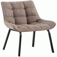 Décoshop26 - Chaise de salle à manger x1 en tissu marron terre généreusement rembourrée piètement en métal noir 10_0007795 - marron métal 3000