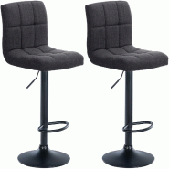 Décoshop26 - Lot de 2 tabourets de bar style contemporain en tissu matelassé gris foncé cadre métal noir 10_0006132 - gris métal 3000265403773