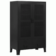 Décoshop26 - Meuble de bureau armoire de rangement avec 3 compartiments et 2 tiroirs avec porte-noms 75 x 40 x 120 cm acier noir DEC024459 - noir 300