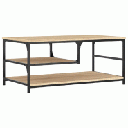 Décoshop26 - Table basse design industriel rustique 90 x 49 x 40 cm bois d'ingénierie marron et métal DEC039028 - marron métal 3000264166983