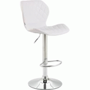 Décoshop26 - Tabouret de bar x1 avec coutures décoratives en forme de losanges en PVC blanc et métal chromé 10_0004645 - blanc 3000252210490 Décoshop26 - Tabouret de bar x1 avec coutures décoratives en forme de losanges en PVC blanc et métal chromé 10_0004645 - blanc 3000252210490