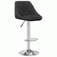 Décoshop26 - Tabouret de bar x1 chaise haute en velours noir coutures losange et acier DEC029533 - noir 3000257421761