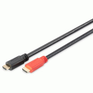 DIGITUS HDMI High Speed avec câble de raccordement Ethernet et amplificateur, HDMI-A - HDMI-A, 10 m, noir - noir DB-330118-100-S