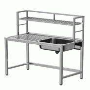 Gasfrit - Évier professionnel sous comptoir en acier inoxydable avec 1 bac, 1 égouttoir et étagère supérieure, 800 x 500 x 850 mm - inox GF3200AR